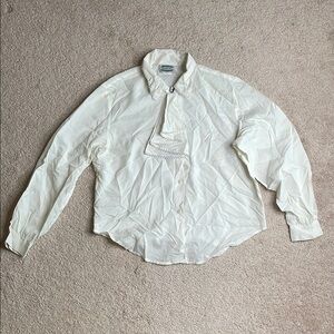 Cream Long Sleeve Blouse with Classic Collar